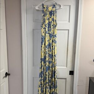Vince Camuto Belk Yellow and Blue Floral Maxi Dress